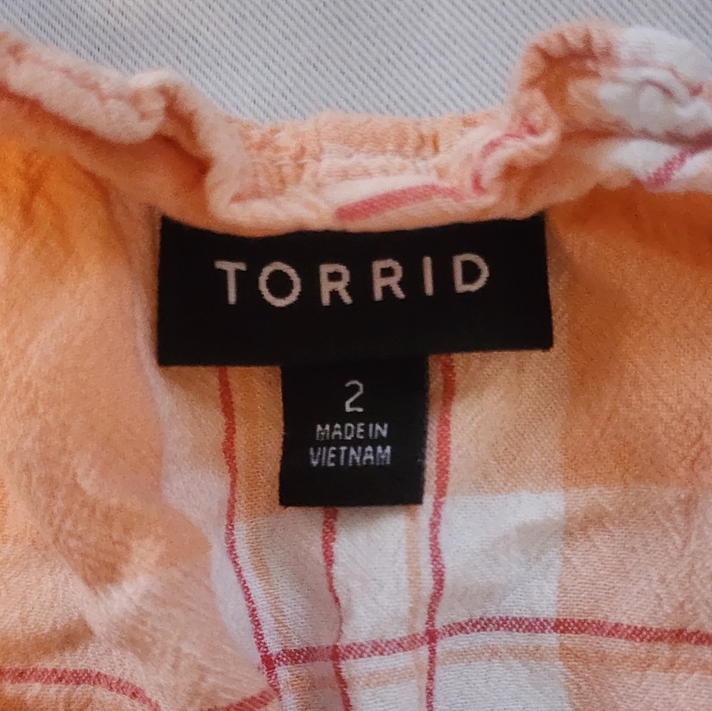 Torrid Blouse, Orange Plaid (2/2X) - Picture 4 of 8